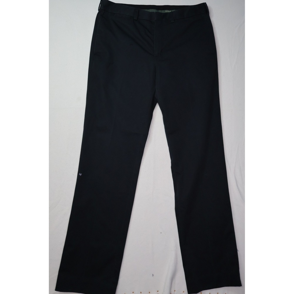 LL Bean Mens Standard Fit Chinos Navy Blue 100%‎ Cotton Twill Pants Size 35x31
